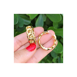Aretes Dorados Eslabones Chapa de Oro C695