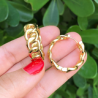 Aretes Dorados Eslabones Chapa de Oro C695
