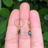 Aretes Dorados Gota Verde Acero Inoxidable Az351
