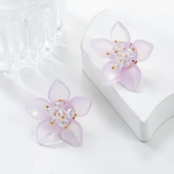 Aretes Flor Acrilica Lila Suabe 1G3