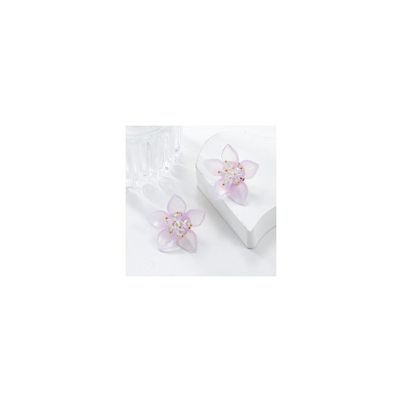 Aretes Flor Acrilica Lila Suabe 1G3