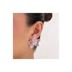 Aretes Flor Acrilica Lila Suabe 1G3