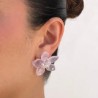 Aretes Flor Acrilica Lila Suabe 1G3