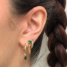 Aretes Dorados Gota Verde Acero Inoxidable Az351