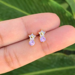 Aretes Flor Chapa de Oro AZ181