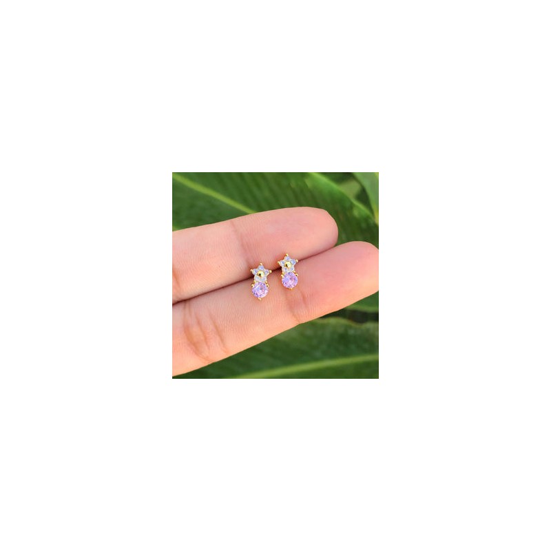 Aretes Flor Chapa de Oro AZ181