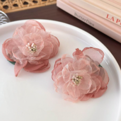 Aretes Flor de Tela Pink  1M3