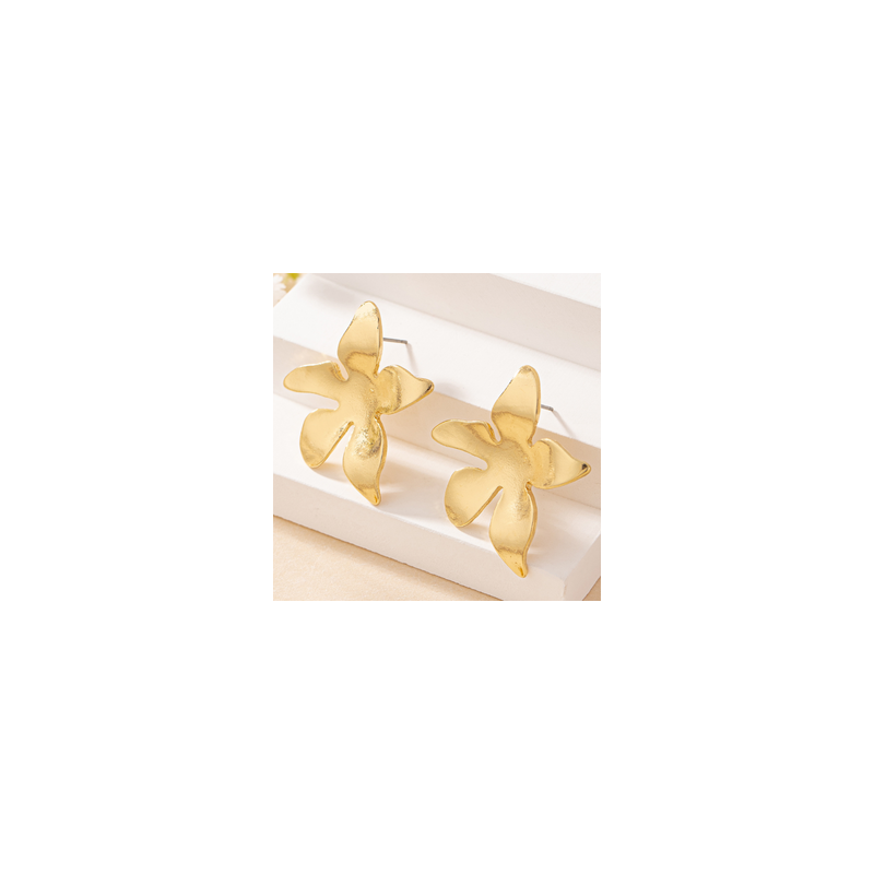Aretes Flor Dorada Metal  C609