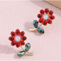 Aretes Flor Roja  1D1