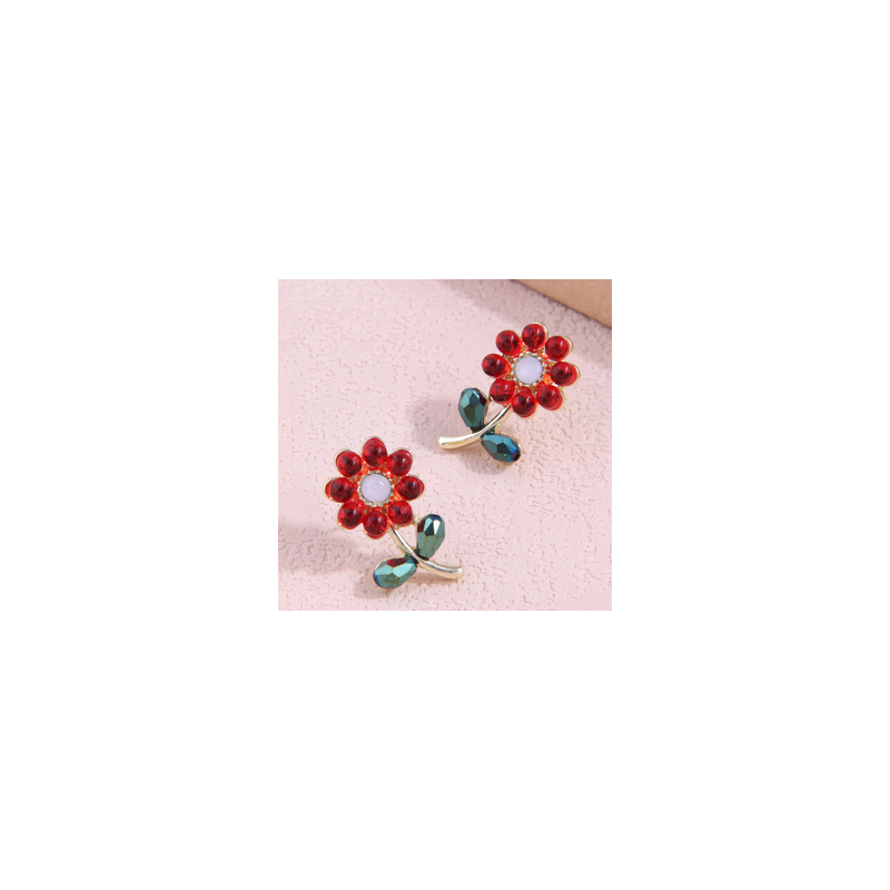 Aretes Flor Roja  1D1