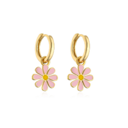 Aretes Flor Rosa Chapa de Oro  R19