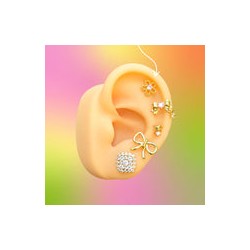 Aretes Flor Rosa Chapa de Oro Az108