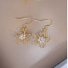Aretes Flor y Perlitas Dorada  2C5