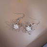 Aretes Flor y Perlitas Plateada 2D7