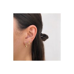 Aretes Flores Magenta Chapa de Oro AZ65