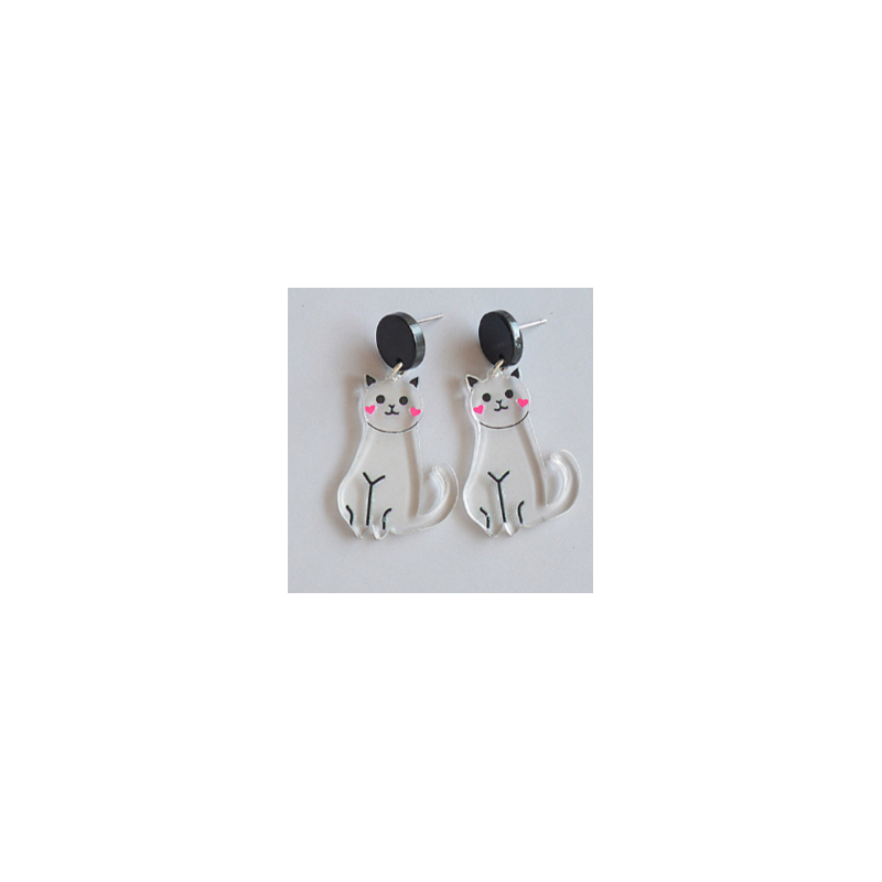 Aretes Gato Acrilico Transpa  2J6