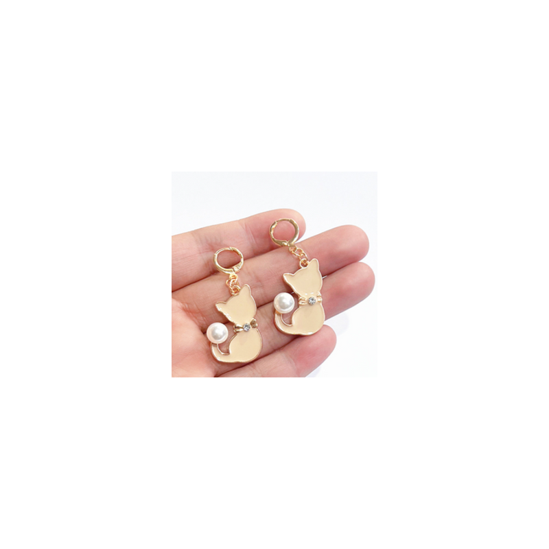 Aretes Gato con Perla  2E3