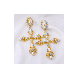 Aretes Gran Cruz Perlas 2S3