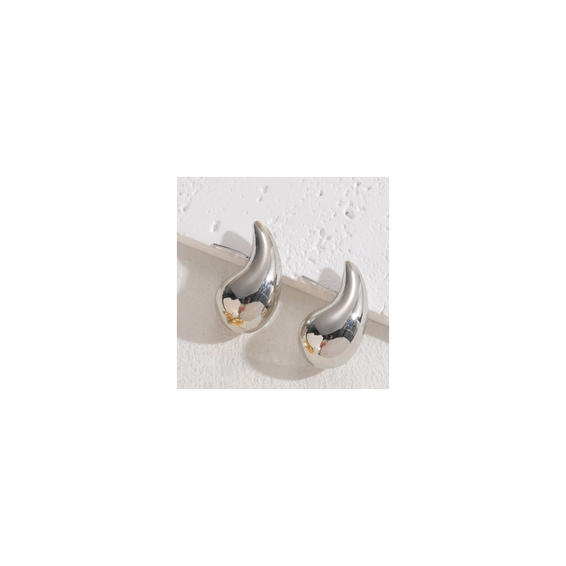 Aretes Gotas Plateadas de Metal 3.1cm    2H1