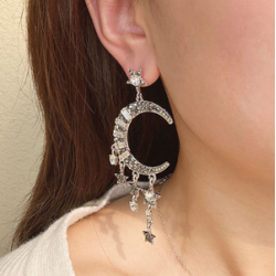 Aretes Gran Luna de Plata  1F2