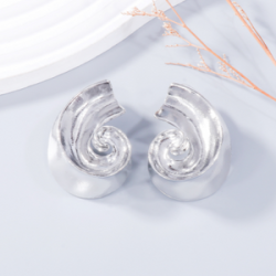 Aretes Gran Caracol Plateado  2X7