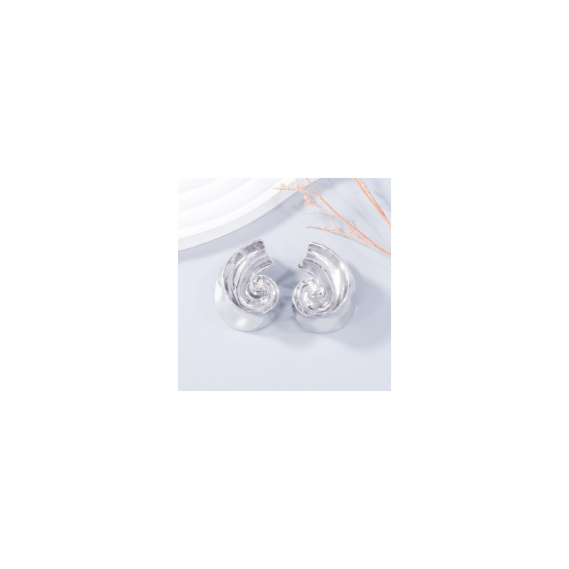Aretes Gran Caracol Plateado  2X7