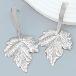 Aretes Hoja Plateada  1Q5