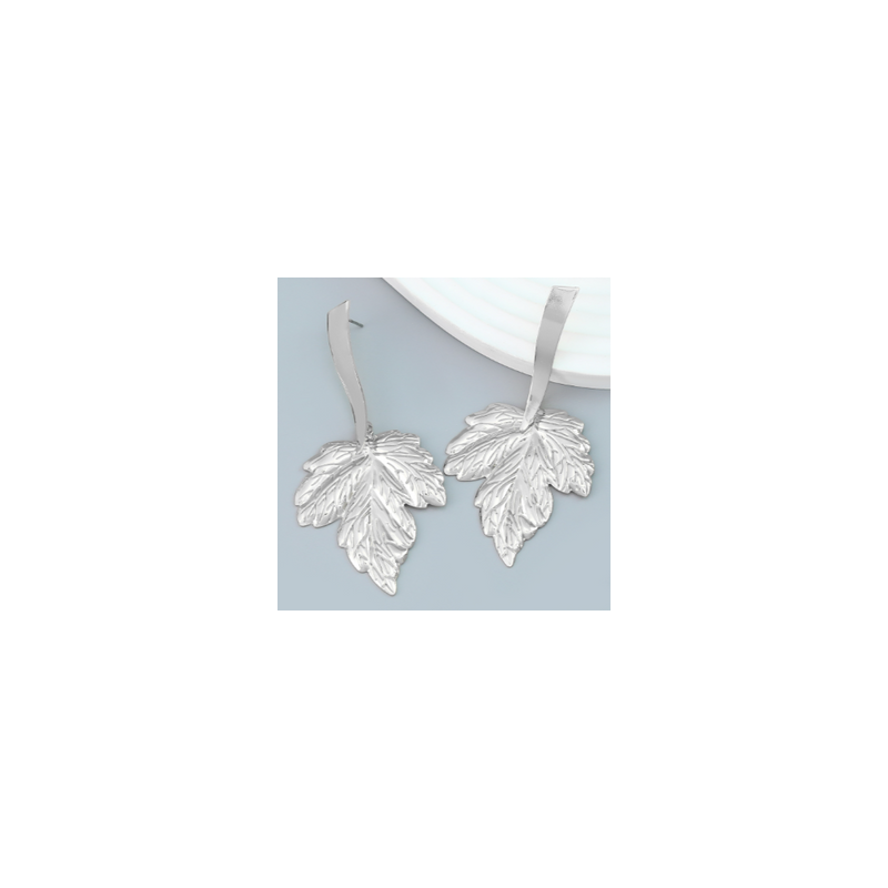 Aretes Hoja Plateada  1Q5