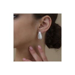 Aretes Gota Plateada Chapa de Oro 1U6