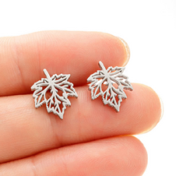 Aretes Hoja Plateada Acero Inox C652