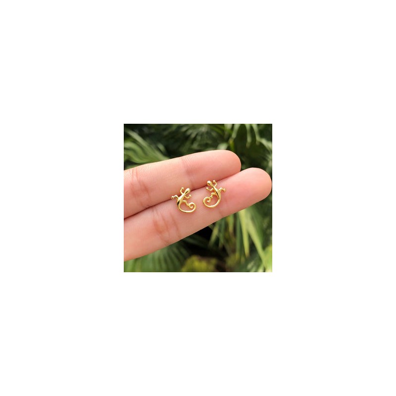 Aretes Lagarto Chapa de Oro Az22