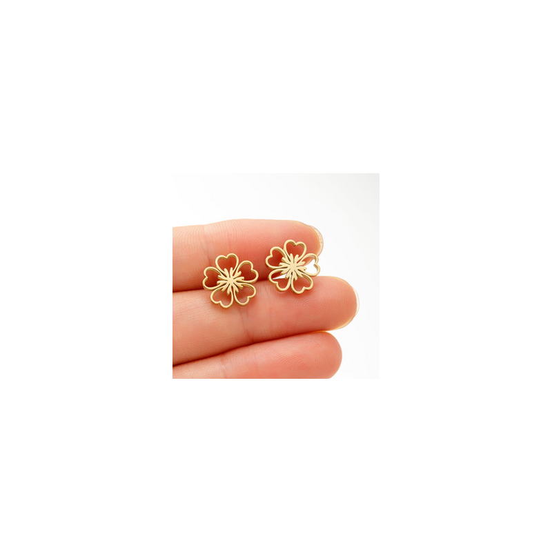 Aretes Mini Flor Dorada Acero Inox  1U1