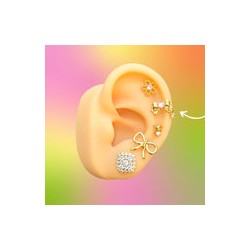 Aretes Lazo Corazon Rosa Chapa de Oro Az201