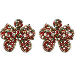 Aretes Lazo de Cuentas Navideño 4E30