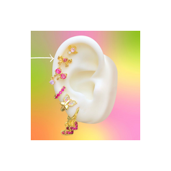 Aretes Lazo Rosa Chapa de Oro Az267