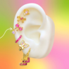 Aretes Lazo Rosa Piedra Colgante Chapa de Oro Az233