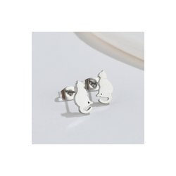 Aretes Mini Gato Plateado Acero Inox  2R6