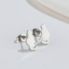 Aretes Mini Gato Plateado Acero Inox  2R6
