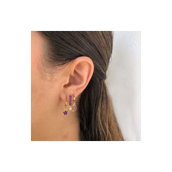 Aretes Morados Zirconia Chapa de Oro 18K Az168