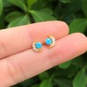 Aretes Luna Turquesa Chapa de Oro AZ115