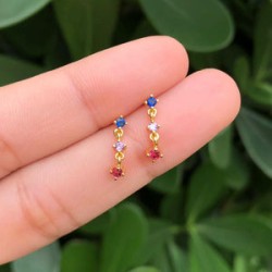 Aretes Multicolor Chapa De Oro AZ2