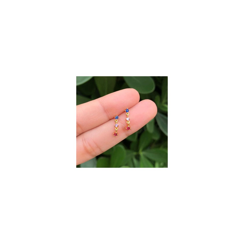 Aretes Multicolor Chapa De Oro AZ2