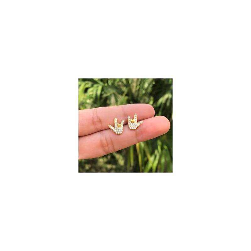 Aretes Mano Chapa de Oro AZ47