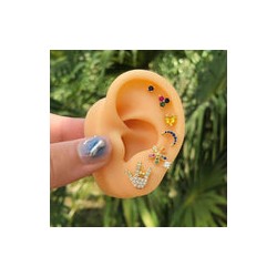 Aretes Mano Chapa de Oro AZ47