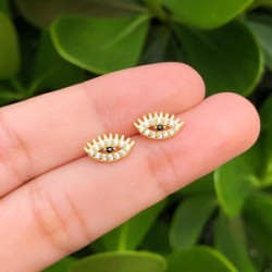 Aretes Ojo Chapa de Oro 18K  Az231