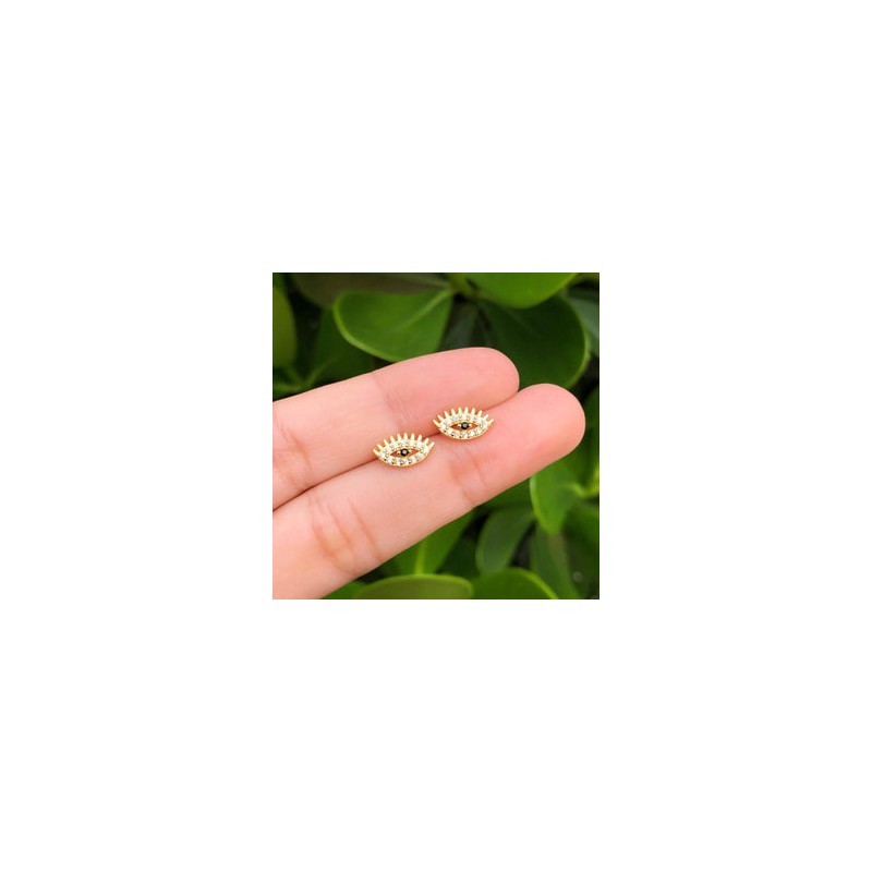 Aretes Ojo Chapa de Oro 18K  Az231