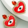 Aretes Ojo Corazon Rojo   1X6