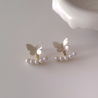 Aretes Mariposa y Perlitas Chapa de Oro 1M6