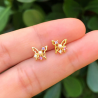 Aretes Mariposa Zirconias y Perla Chapa de Oro Az200