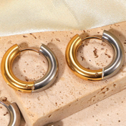 Aretes Oro y Plata Acero Inox   Li1